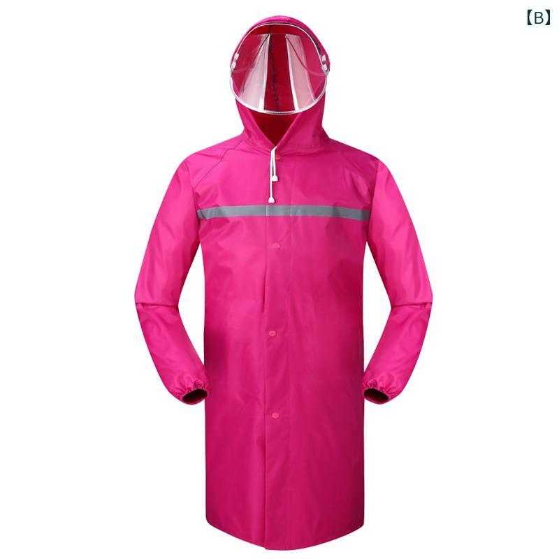 レインコート 男女兼用 大人 ロング丈 防水 厚手 オックスフォード生地 一体型 アウトドア 作業用 警備 防風 高視認性