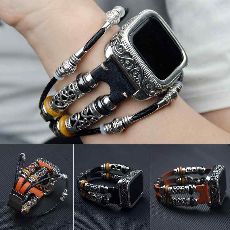 腕時計 交換バンド アップル ウォッチ iwatch 6 5 7 ダブル サークル アップル ウォッチ レトロ レザー ストラップ