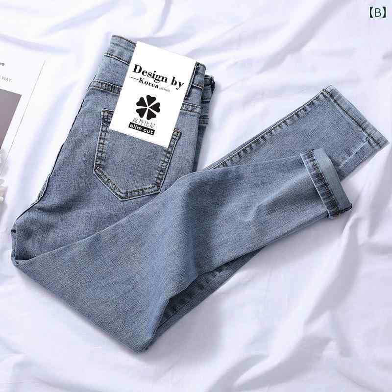 デニムパンツ レディース スキニー ハイウエスト 小柄 細見え 美脚 アンクル丈 ライトカラー 綿 ストレッチ ウォッシュ加工 春夏