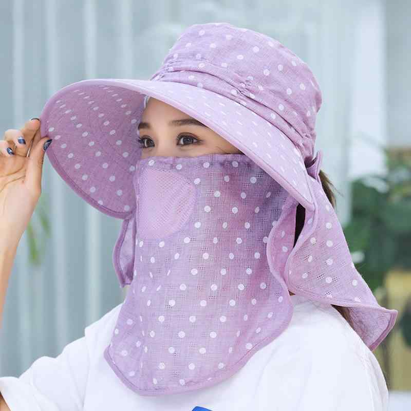 帽子 レディース 春夏 日よけ帽 UVカット 紫外線対策 つば広ハット 折りたたみ フェイスカバー サイクリング アウトドア 農作業 ガーデニング ウォーキング 日焼け防止 熱中症対策