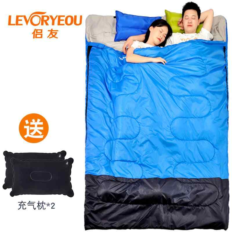 カップル 寝袋 軽量 ポータブル フォーシーズン キャンプ 厚手 屋外 2組