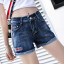 ショートパンツ レディース ハイウエスト スリム 着痩せ効果 デニム ホットパンツ フリンジ ストレッチ 薄手 接触冷感 ウォッシュ加工 春夏 カジュアル