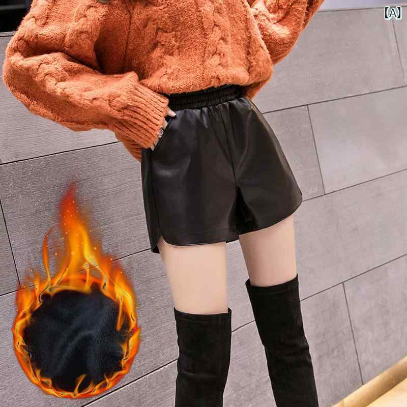 ショートパンツ レディース PUレザー 合皮 ゆったり リラックス ストレート ハイウ...