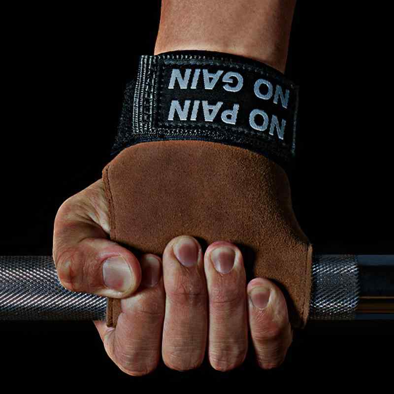 トレーニンググローブ 男女兼用 デッドリフト 懸垂 パワーグリップ リストストラップ 握力補助 腕保護 牛革 レザー 滑り止め 滑りにくい 手のひら保護 筋トレ フィットネス ジム ウエイトトレーニング 用品(4)