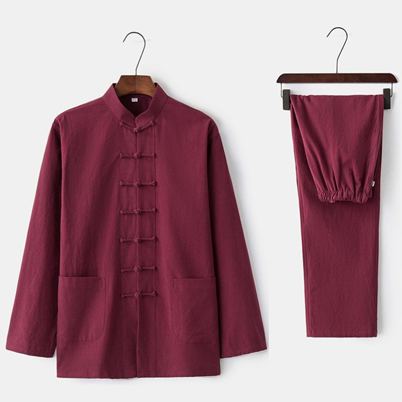 武術着 メンズ 男性用 太極拳ウェア 演武着 練習着 稽古着 パンツ ホワイト ブラック ライトグレー ネ..