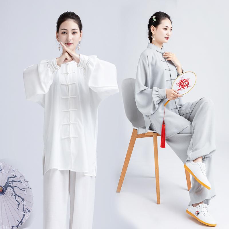 太極服 メンズ 男性用 太極拳 武術 練習着 練習服 中国風 春夏 中高齢 コットン リネン 長袖 通気性 快適 軽量