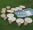 アウトドア食器 4人用 24点セット ポータブル 軽量 コンパクト プラスチック製 キャンプ ピクニック バーベキュー レジャー 野外活動 ボウル 皿 プレート...