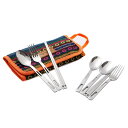 カトラリー アウトドア キャンプ ドライブ 旅行 ピクニック バーベキュー ステンレス製 折りたたみ ポータブル 携帯用 ナイフ フォーク スプーン 12点セッ...