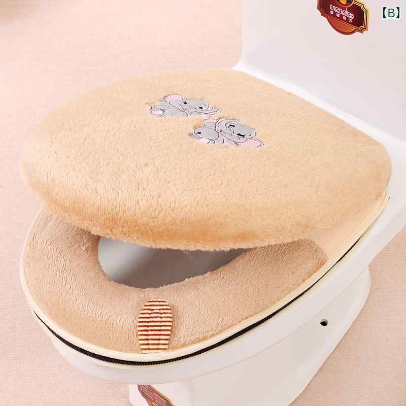 便座カバー 2点セット 家庭用 ファスナー式 フランネル ふわふわ もこもこ やわら...
