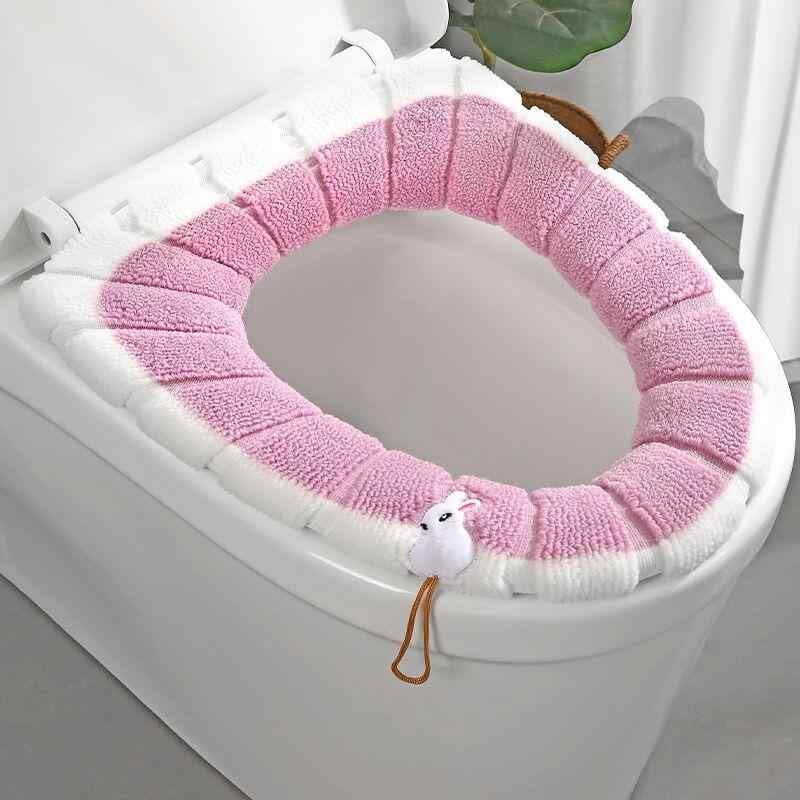 便座カバー 防水 厚手 冬用 防寒 暖か ふわふわ もこもこ フリース やわらか O型 持ち手 家庭用 バイカラー ツートン 洗える 快適 暖かい性 脱着簡単