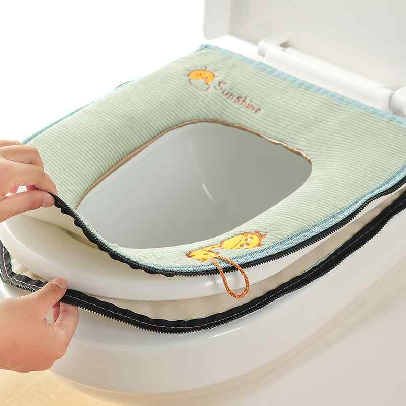 便座カバー 厚手 ファスナー式 家庭用 四角形 U型 O型 汎用 防水 あったか ふわふわ 長綿 クッション ..