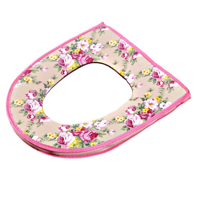 便座カバー 綿麻 コットン プリント柄 カントリー調 オールシーズン ファスナー式 洗濯 ウォッシャブル..