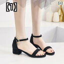 ヒール サンダル 履物 夏シーズン 厚手ヒール ローヒール 3 cm バックル サンダル レディース