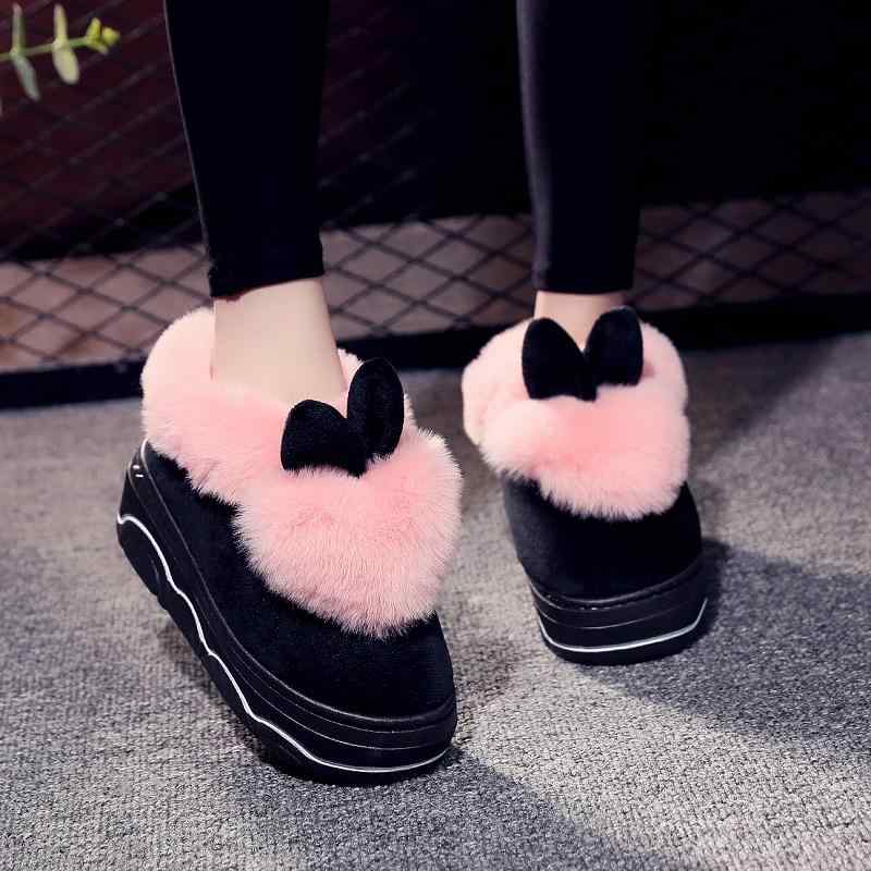 ルームシューズ レディース 秋冬 冬用 厚底 ハイヒール 滑り止め かかとあり フェイクファー ふわふわ ..