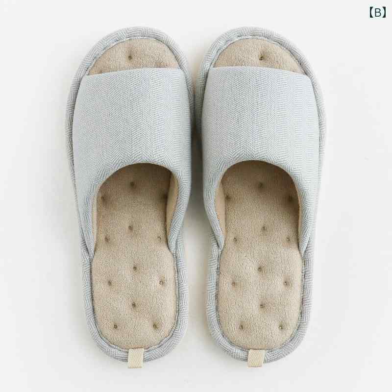 スリッパ 男女兼用 ペア 春夏 つま先開き ソフトソール 綿 通気性抜群 快適 室内履き 滑り止め 軽量 ルームシューズ 日式 PVC底 普段使い