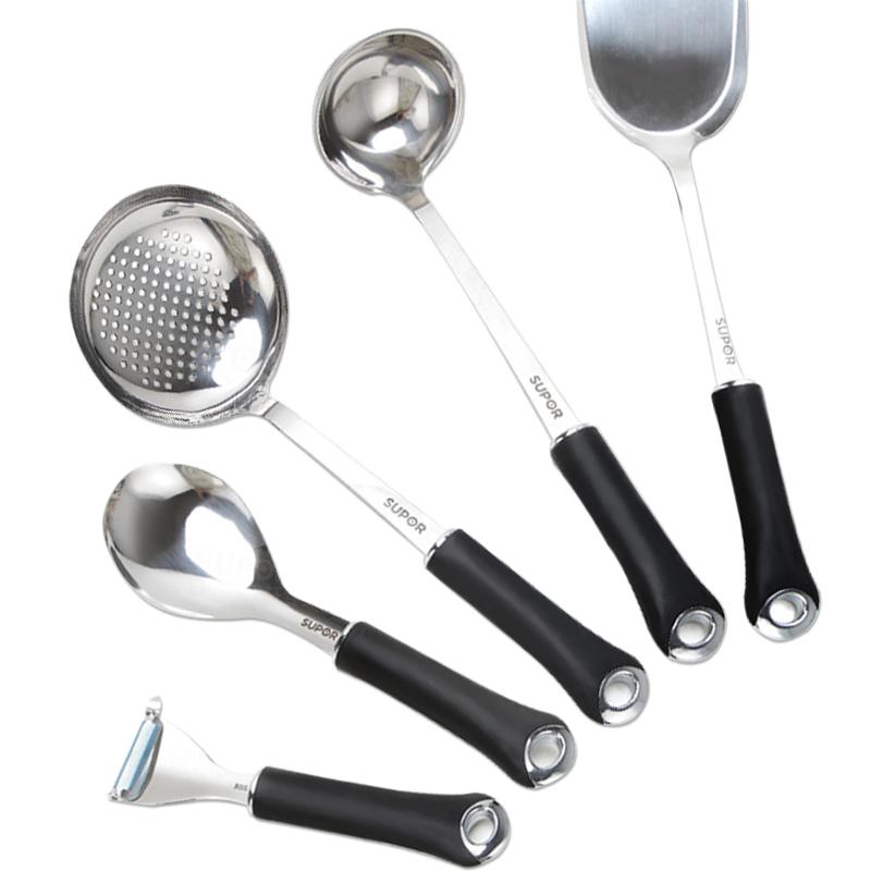 キッチンツール ステンレス製 鍋用ヘラ フライ返し 穴あきお玉 大お玉 ピーラー 万能ヘラ 6点セット 調..