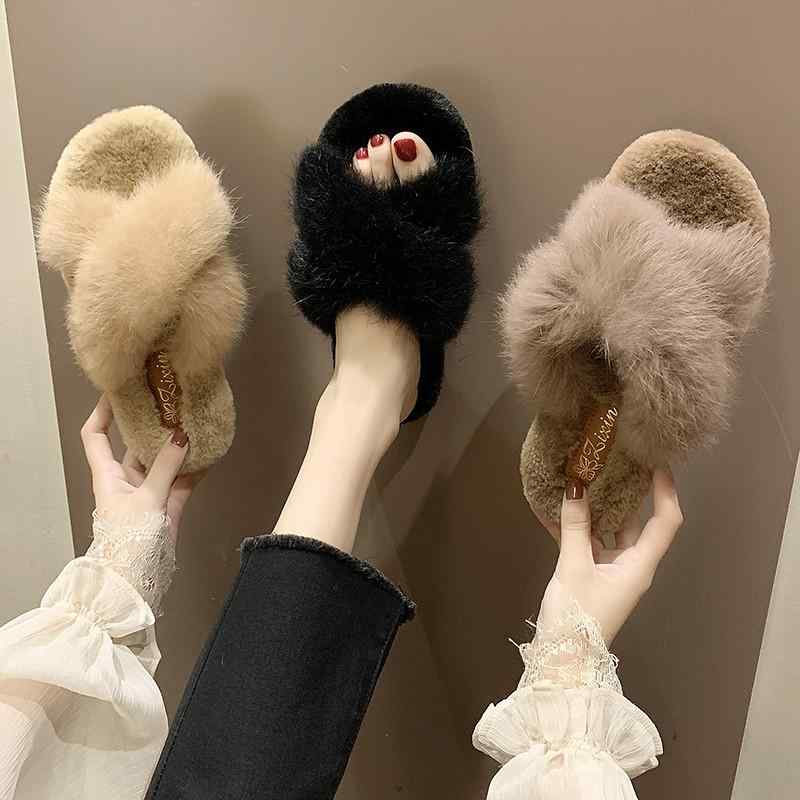 樂天商城 - スリッパ レディース もこもこ フェイクファー 外履き 室内履き ルームシューズ 秋冬 あったか 暖かい フラットソール 普段使い