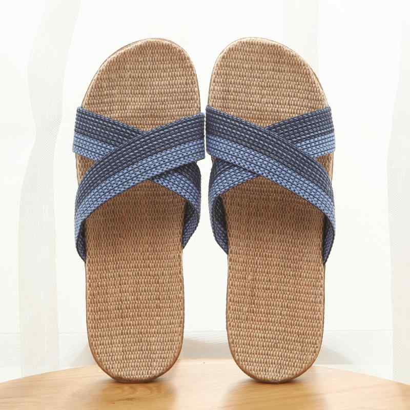 ルームシューズ 男女兼用 夏 滑りにくい 室内履き 亜麻 スリッパ リネン サンダル 通気性 吸湿性 オープントゥ