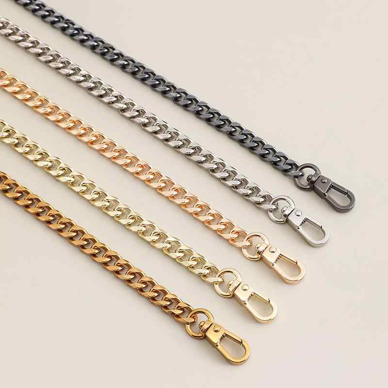 バッグ ストラップ 交換用 チェーン ショルダーストラップ メタル スリム ブラック 斜め掛け 肩掛け 付..