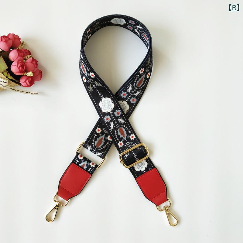 ショルダーストラップ レディース 幅広 小花柄 エスニック風 バイカラー 斜め掛け 快適 肩掛け バッグ用 交換ベルト おしゃれ 付け替え ショルダーベルト