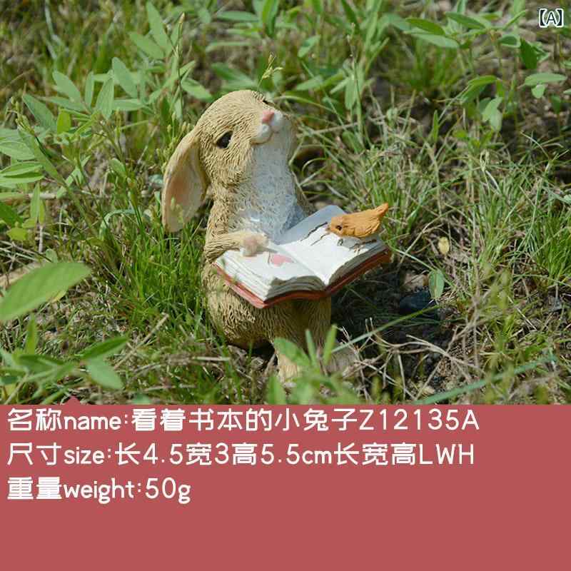 置物 女性 かわいい 読書うさぎ フィギュア レジン ガーデン 庭 ミニチュア 多肉植物鉢 卓上 デスク インテリア 飾り オブジェ おしゃれ
