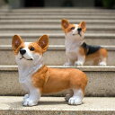 置物 リアル コーギー犬 樹脂製 工芸品 かわいい 動物 オブジェ ナチュラルスタイル リビング ガーデン 庭園 玄関 テレビボード 飾り イエロー ブラック ...