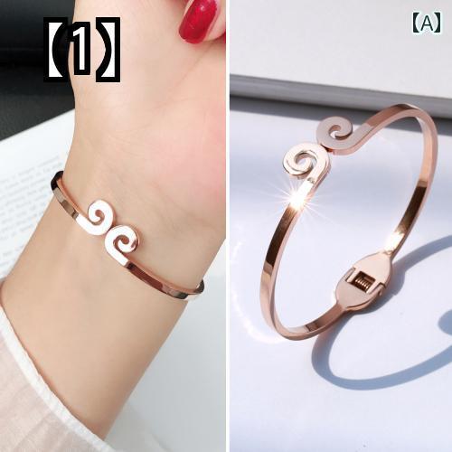 ブレスレット ジュエリー おしゃれ チタン スチール ブレスレット レタリング ブレスレット シンプル ローズ ゴールド
