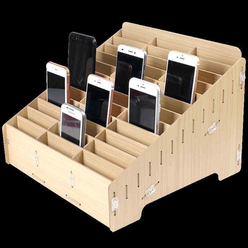 収納ボックス 木製 携帯 スマホ 卓上 カード パスポート 整理 多機能 仕切り 会議 研修 デスク オフィ..