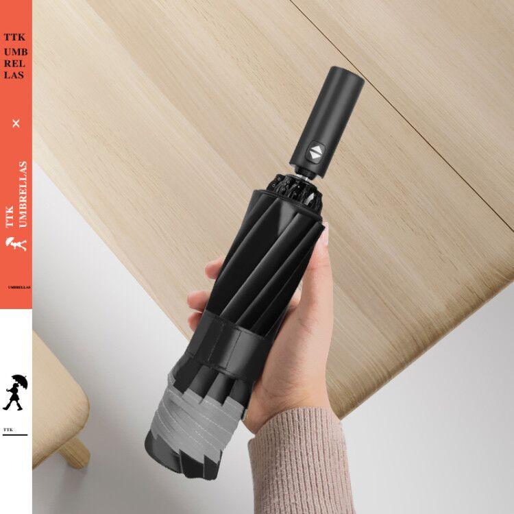 傘 メンズ レディース 男女兼用 全自動 折りたたみ 逆折り傘 晴雨兼用 UVカット 遮光 撥水 大型 車載用 10本骨 強化 ステンレス製