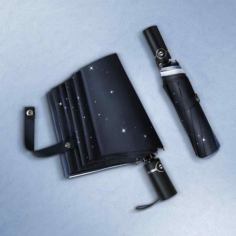 折りたたみ傘 男女兼用 10本骨 星空柄 自動開閉 晴雨兼用 UVカット 遮光 ポリエステル アルミ合金 丈夫 大型 学生 通勤 ビジネス