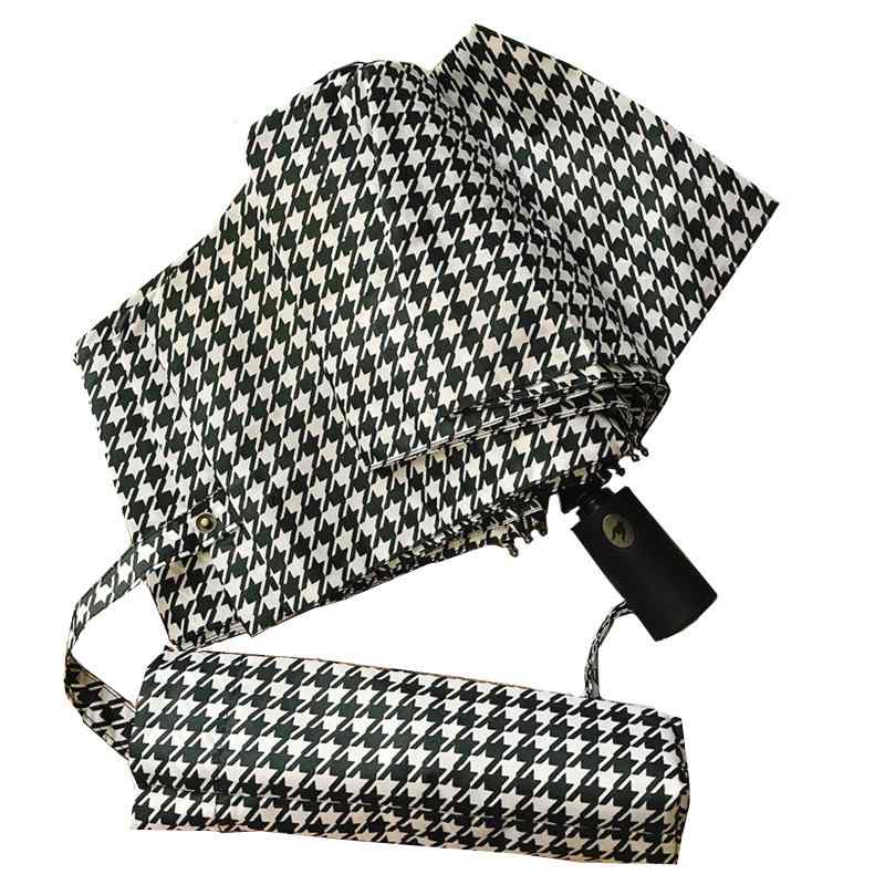 晴雨兼用傘 男女兼用 軽量 自動開閉 千鳥格子 ポンジー生地 UVカット 紫外線対策 大型 2人用 折りたた..