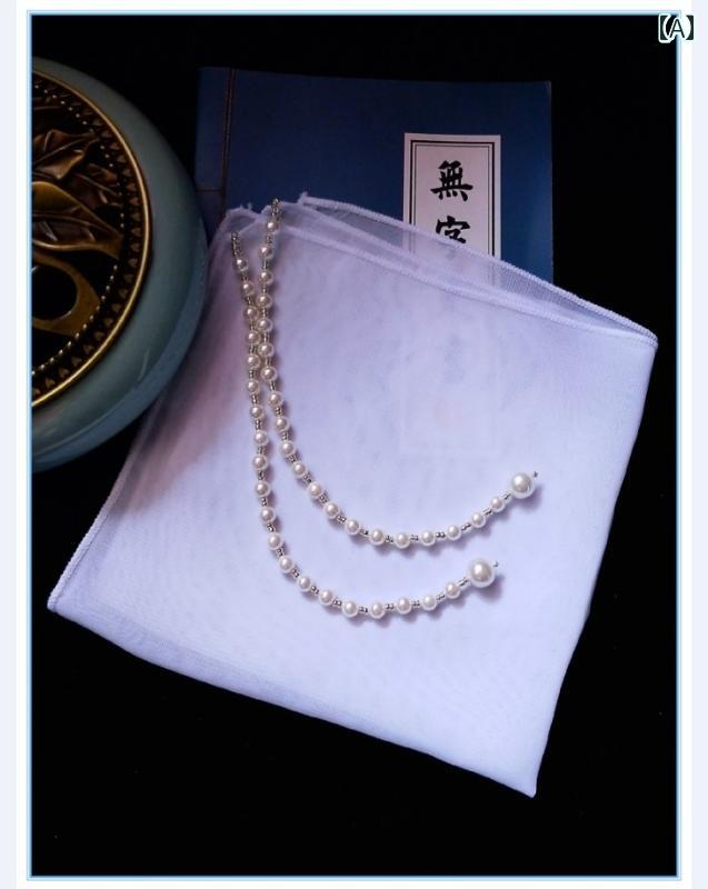 フェイスベール 漢服風 古風 シフォン 透け感 耳掛け パールビーズ タッセル 幻想...
