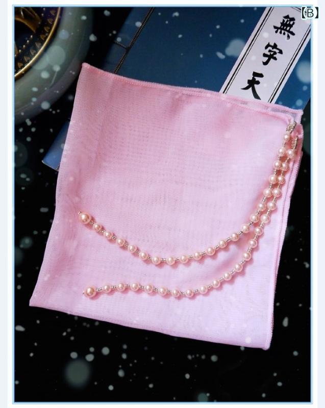 フェイスベール 漢服風 古風 シフォン 透け感 耳掛け パールビーズ タッセル 幻想...