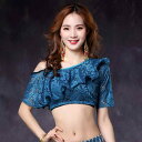 ベリーダンス トップス レディース 半袖 アシンメトリー レース 練習着 レッスンウェア 初心者 ダンスウェア セクシー かわいい 発表会 舞台衣装 フィットネス エレガント