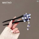 かんざし おしゃれ 簪 レディース 黒檀 木製 U型 レトロ 中国風 花飾り ヘアアクセサリー ギフト 普段使い