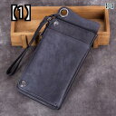 財布 おしゃれ レトロ ハンドメイド ウォレット メンズ 1層 牛革 ウォレット レザー ウォレット ロング ジッパー シンプル薄手