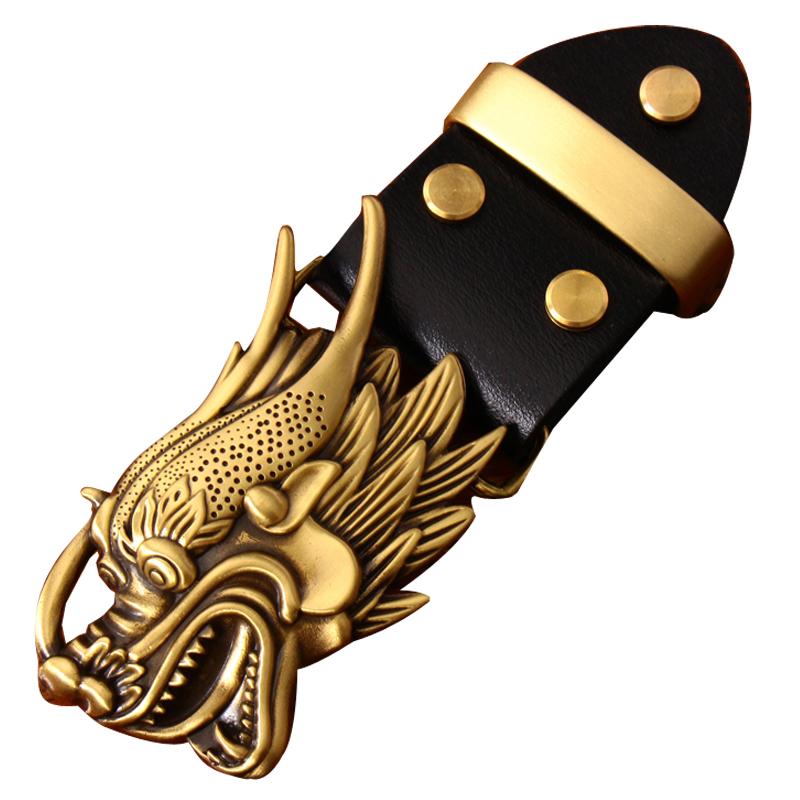 ベルト バックル メンズ 銅製 龍 牛 虎 唐草 プレート スライド 紳士 カジュアル ビジネス フォーマル ..