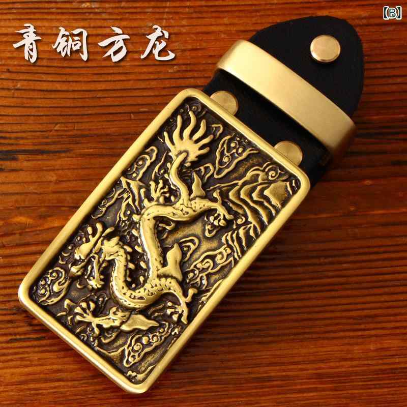 フロントップ楽天市場店のベルト バックル メンズ 銅製 龍 牛 虎 唐草 プレート スライド 紳士 カジュアル ビジネス フォーマル 帯留め｜アングル3
