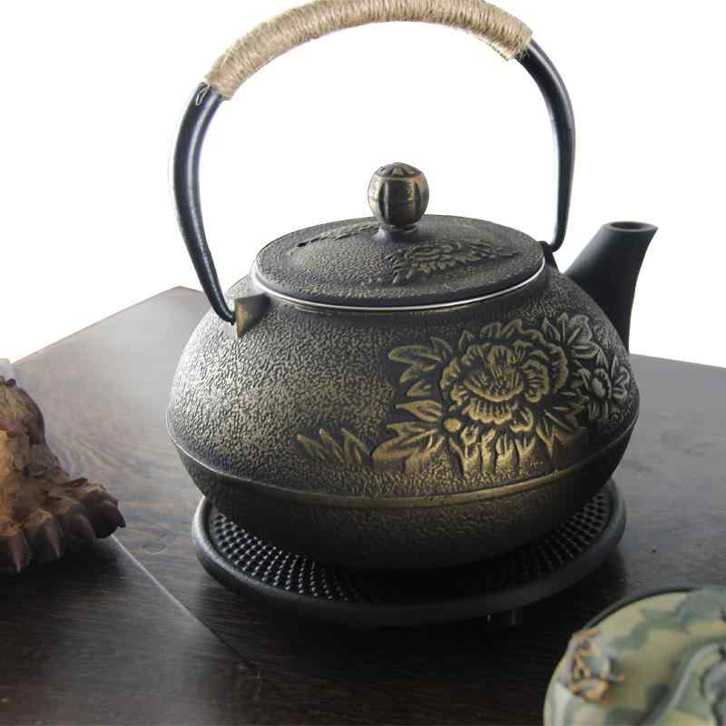 鉄瓶 鋳鉄製 約800ml 和風 手作り 無塗装 茶器 湯沸かし 急須 鉄分補給 普段使い おしゃれ