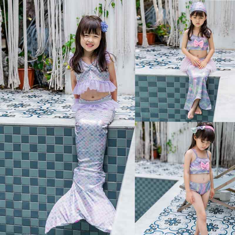 水着 女の子 キッズ プリンセス マーメイド テール ビキニ セパレート ツーピース 夏 プール ビーチ リゾート ポリエステル かわいい