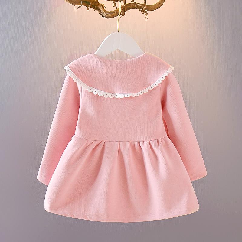 ワンピース 女の子 ガールズ キッズ 秋冬 裏起毛 フリース ドールカラー 付け襟 かわいい 韓国風 厚手 あったか 暖かい 防寒 プリンセス ドレス