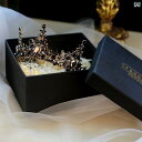 ティアラ クラウン ウェディング 結婚式 ブライダル ゴージャス 華やか 花嫁 王冠 お姫様 カチューシャ 可愛い ヘアアクセサリー ヘッドアクセ 黒ティアラ ...