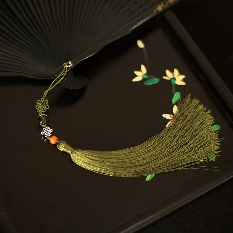 扇子チャーム タッセル 房飾り 吊り下げ飾り 中国結び 手作り ハンドメイド 接触冷感 和装小物 アクセ..