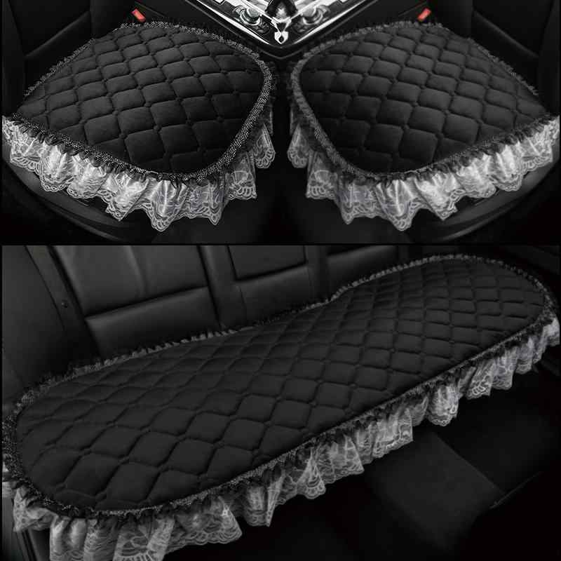 車用シートクッション レディース 女性用 春夏 接触冷感 滑り止め レース 布製 背もたれなし 3点セット..