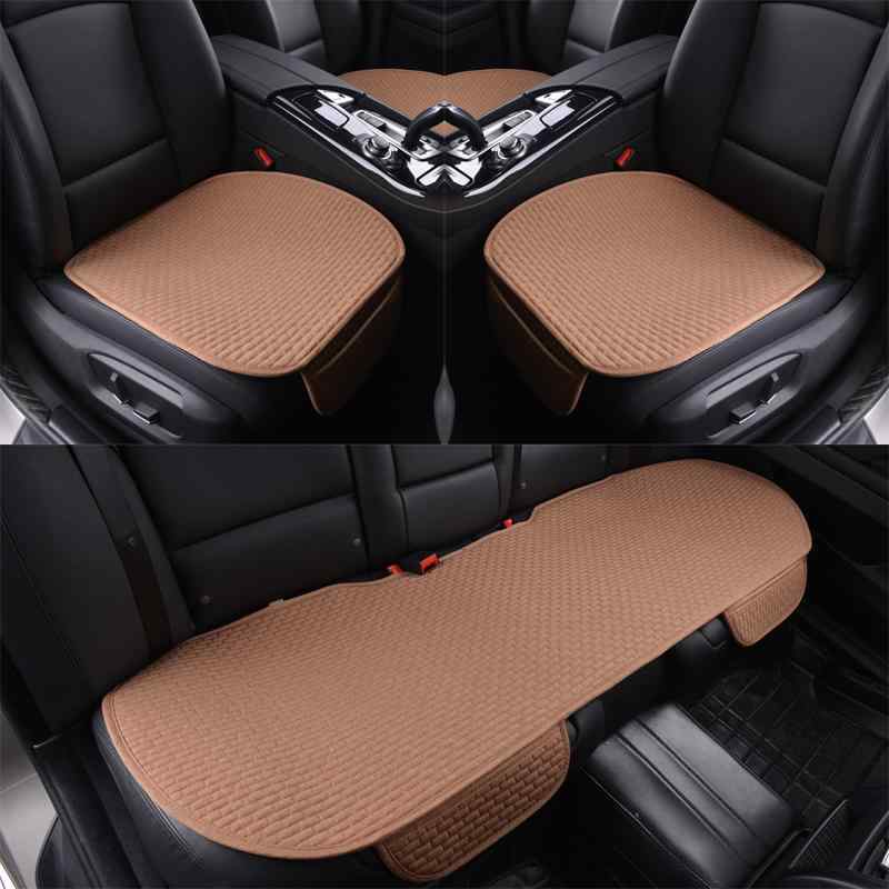 カーシートクッション 背もたれなし 麻 リネン 単品 1席用 オールシーズン 通気性抜群 車載用座布団 ド..