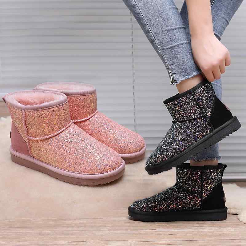 スノーブーツ レディース スパンコール ショート 裏ボア 防水 防寒 滑り止め 冬 カジュアル フラットソ..