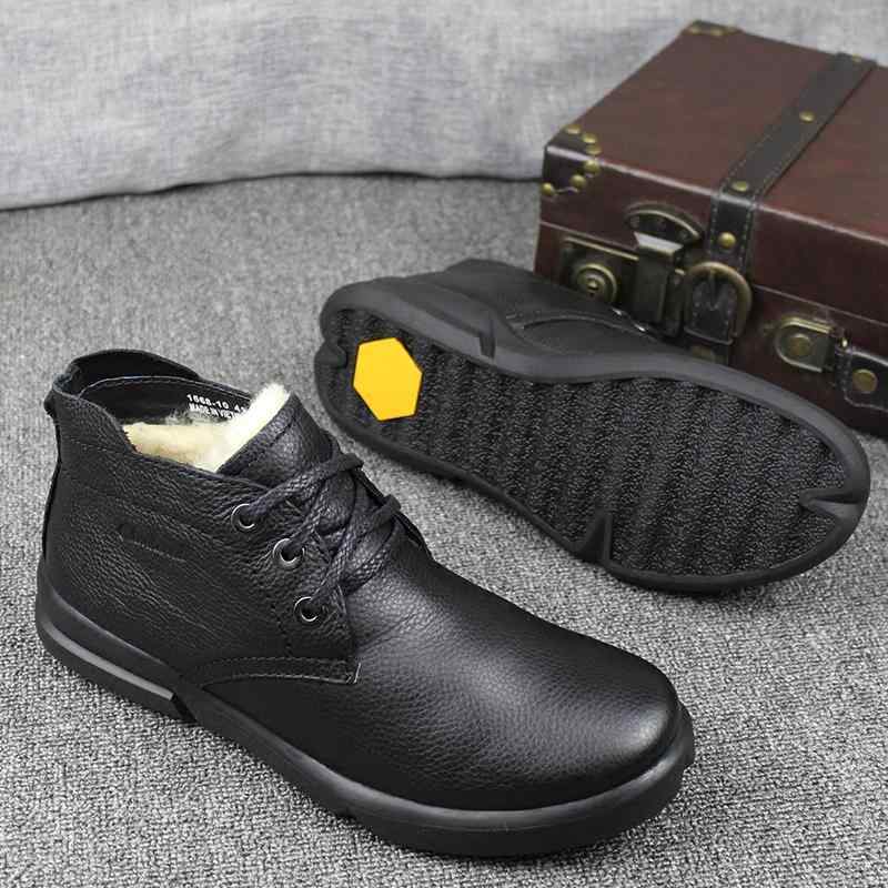 スノーブーツ メンズ 革 牛革 ウール 裏ボア 暖かい 防寒 滑り止め 厚底 ムートン一体型 ミドルカット ..