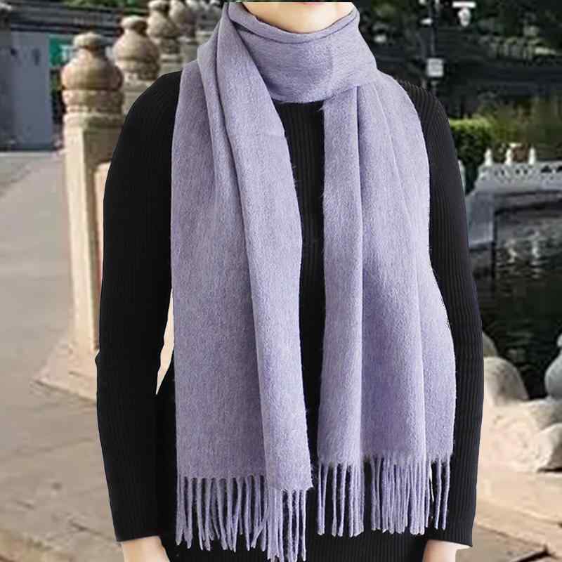 ストール 男女兼用 無地 暖かい フリンジ 長方形 柔らか 暖かい 秋冬 春 レッド 赤 通勤 通学 オフィス カジュアル ビジネス