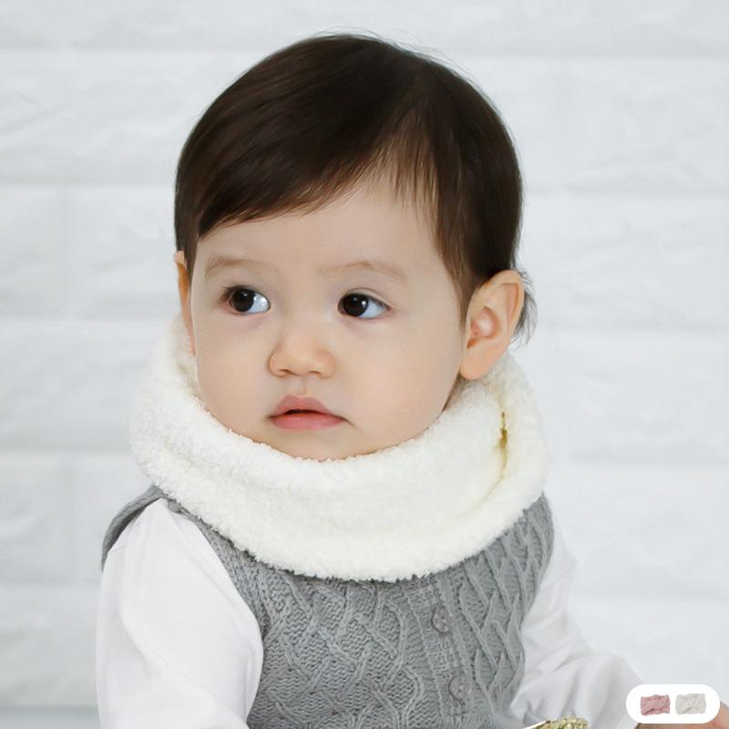 ネックウォーマー ベビー キッズ 男女兼用 韓国スタイル もこもこ ボア 厚手 アクリル あったか 防寒 かわいい ふわふわ やわらか フリーサイズ 秋冬 ホワイト ピンク