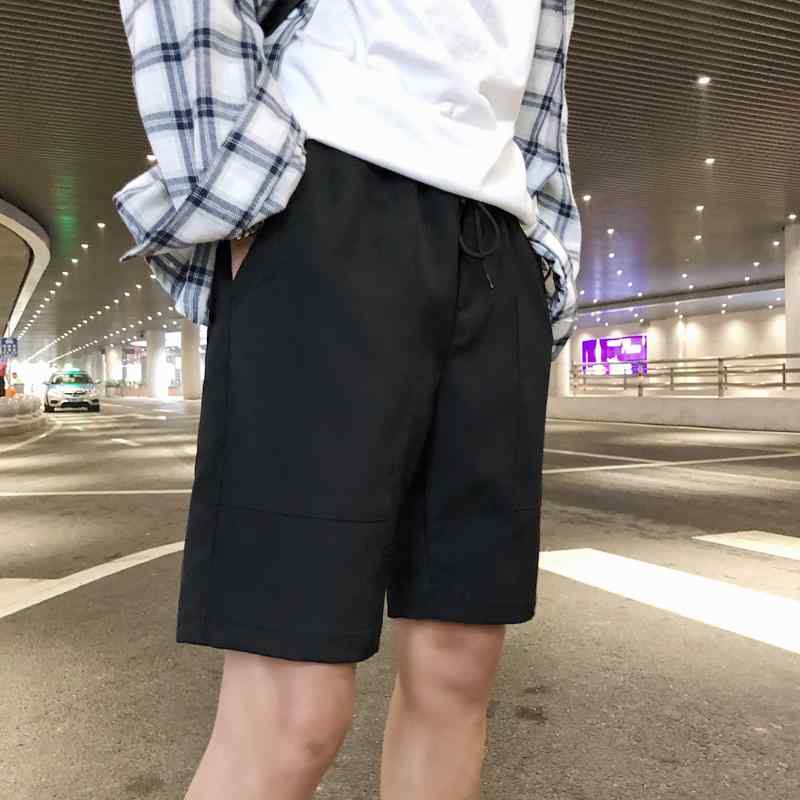 楽天フロントップ楽天市場店ハーフパンツ メンズ 男性用 春夏 アメカジ ストリート ワーク カーゴ ゆったり ルーズ ストレート ひざ上丈 ブラック 黒 無地 普段使い デイリー ポケット 伸縮性